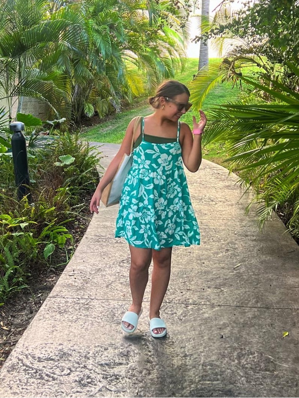 Woman’s ' Teal Floral Sundress - Lightweight Summer Dress